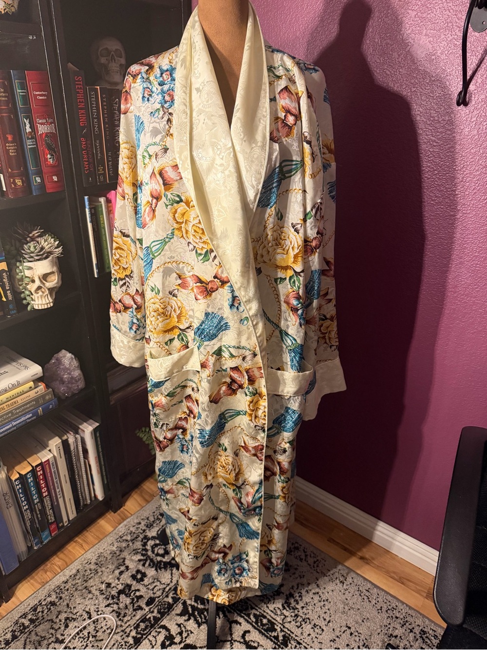 Vintage Victoria’s Secret Gold Lable Floral Satin Full Length Robe